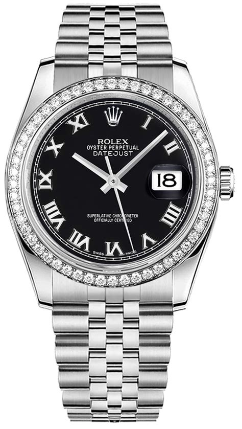 rolex datejust 36 black roman numeral dial watch 116244|Rolex Datejust 36mm for sale.